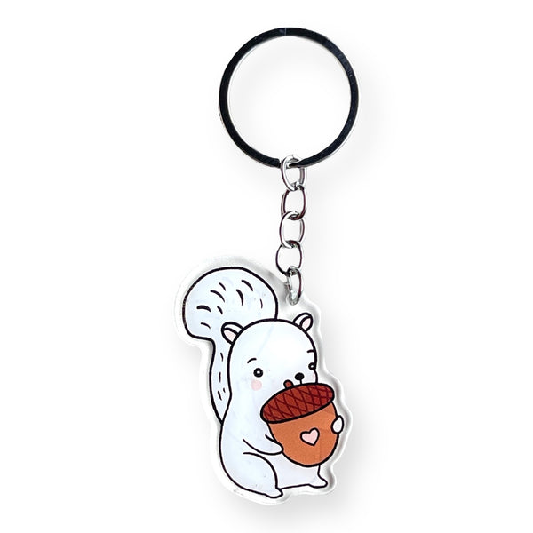 White Squirrel Acrylic Keychain