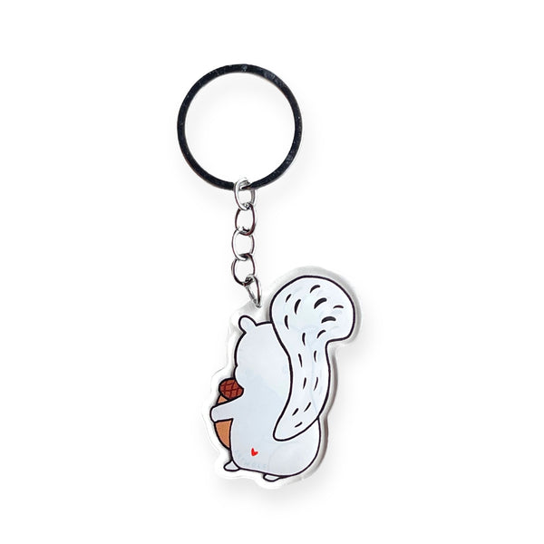 White Squirrel Acrylic Keychain