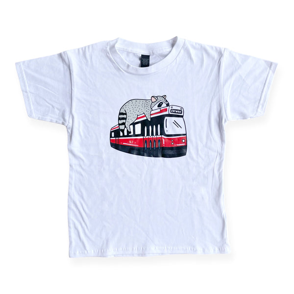 Toronto Streetcar Raccoon Kids Tshirt