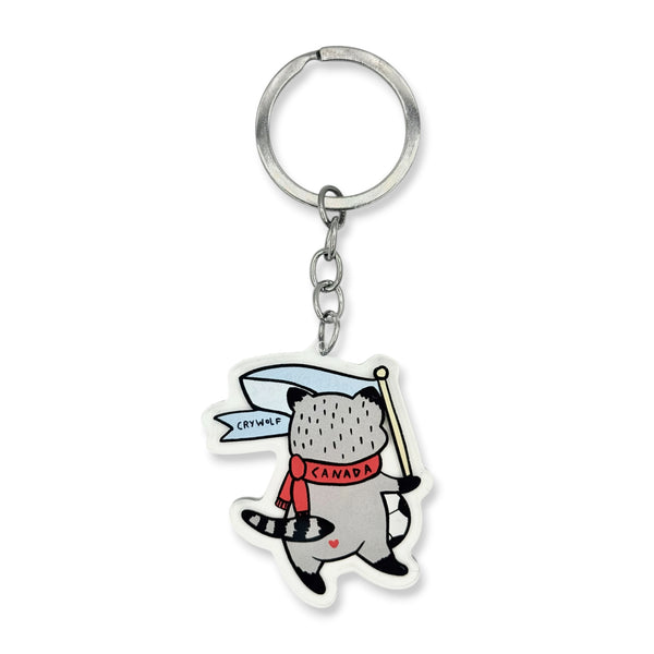 Soccer Raccoon Acrylic Keychain