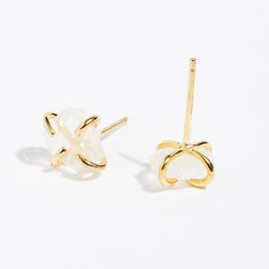 Crystal Quartz Gold Prong Stud Earrings