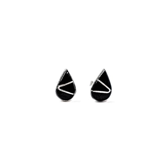 Onyx Teardrop Stud Earrings