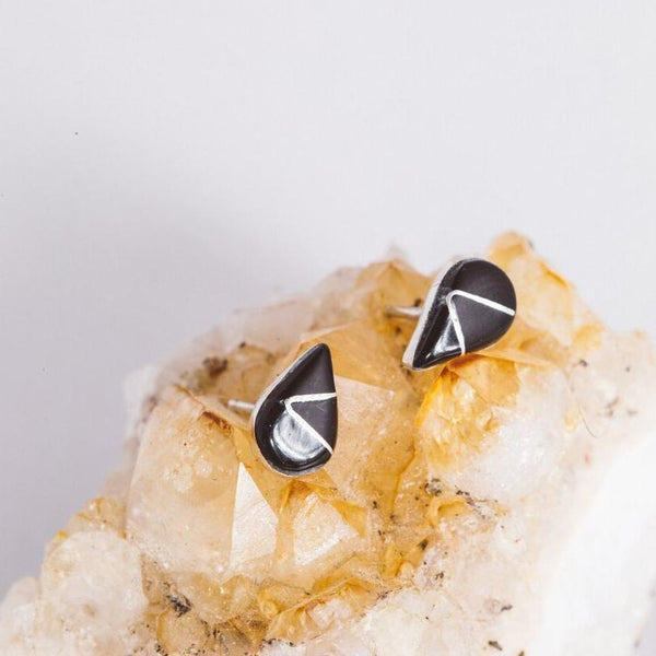Onyx Teardrop Stud Earrings