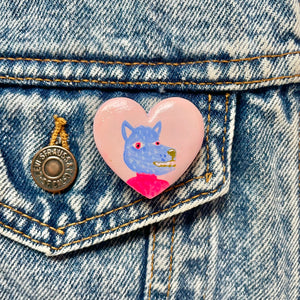 Clay Pin - Wolfie Heart