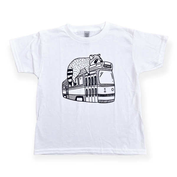 Toronto Streetcar Raccoon Kids Tshirt