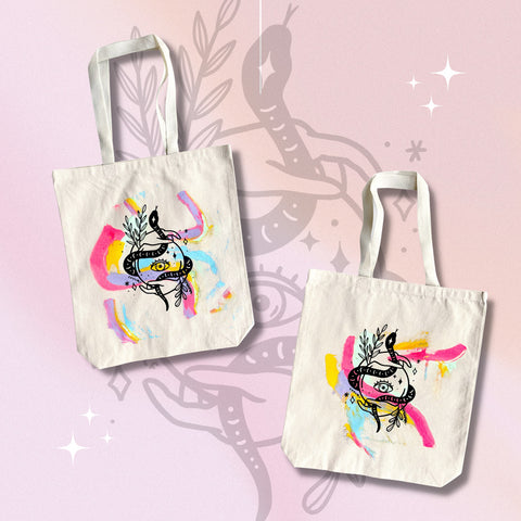 Snake Magic Hand-Painted Tote
