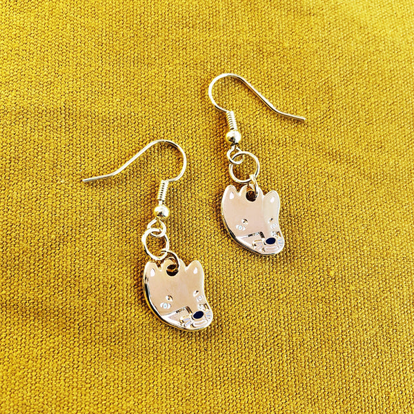 Wolf Head Dangly Earrings