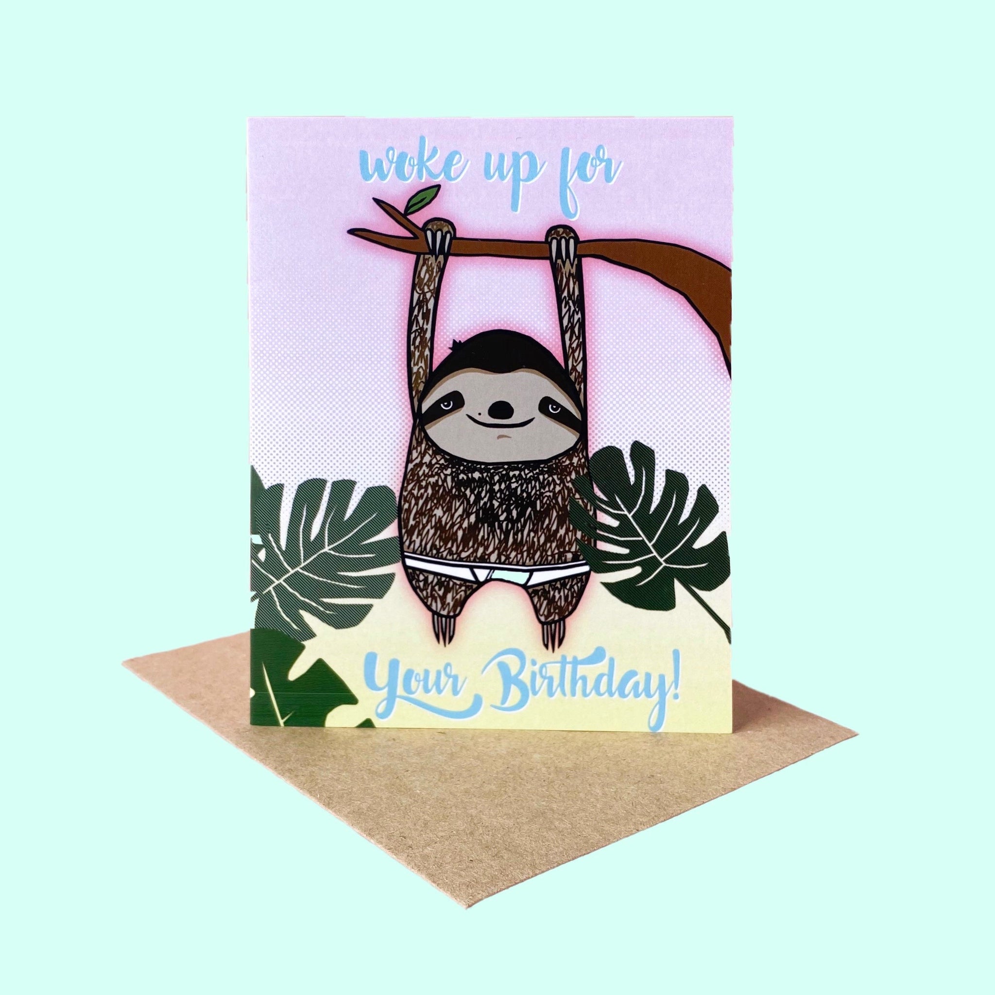 Lazy Sloth Birthday Card