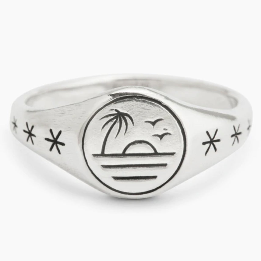 Sunset Pinkie Signet Ring