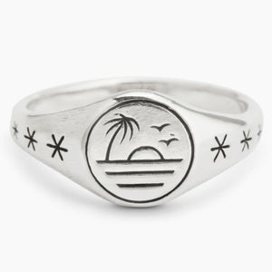 Sunset Pinkie Signet Ring